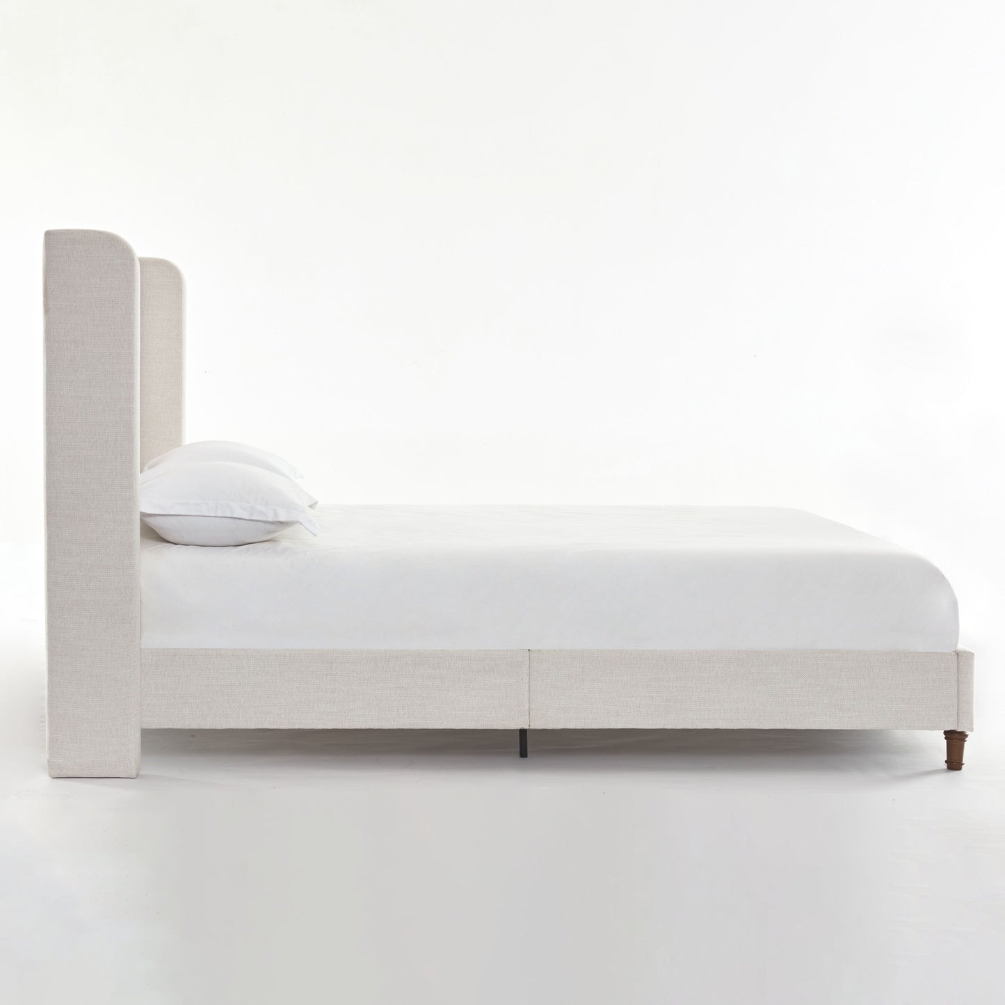 Harper Tall Headboard Upholstered Bed in Textured Ivory Canvas