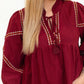 &Merci - Embroidered Trim Babydoll Blouse
