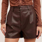 Hem & Thread - Faux Leather Pleated Shorts