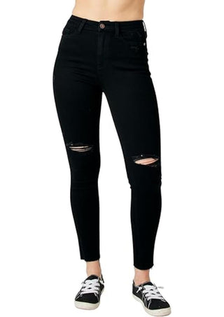 Judy Blue - High Waist Raw Hem Skinny Jean