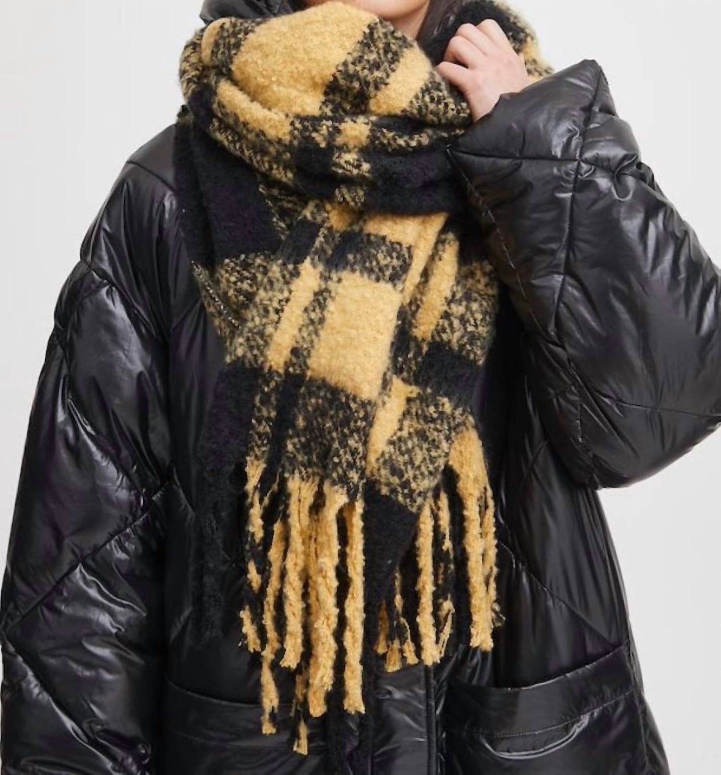 Ichi - WOMEN'S PLAID FRINGE SCARF