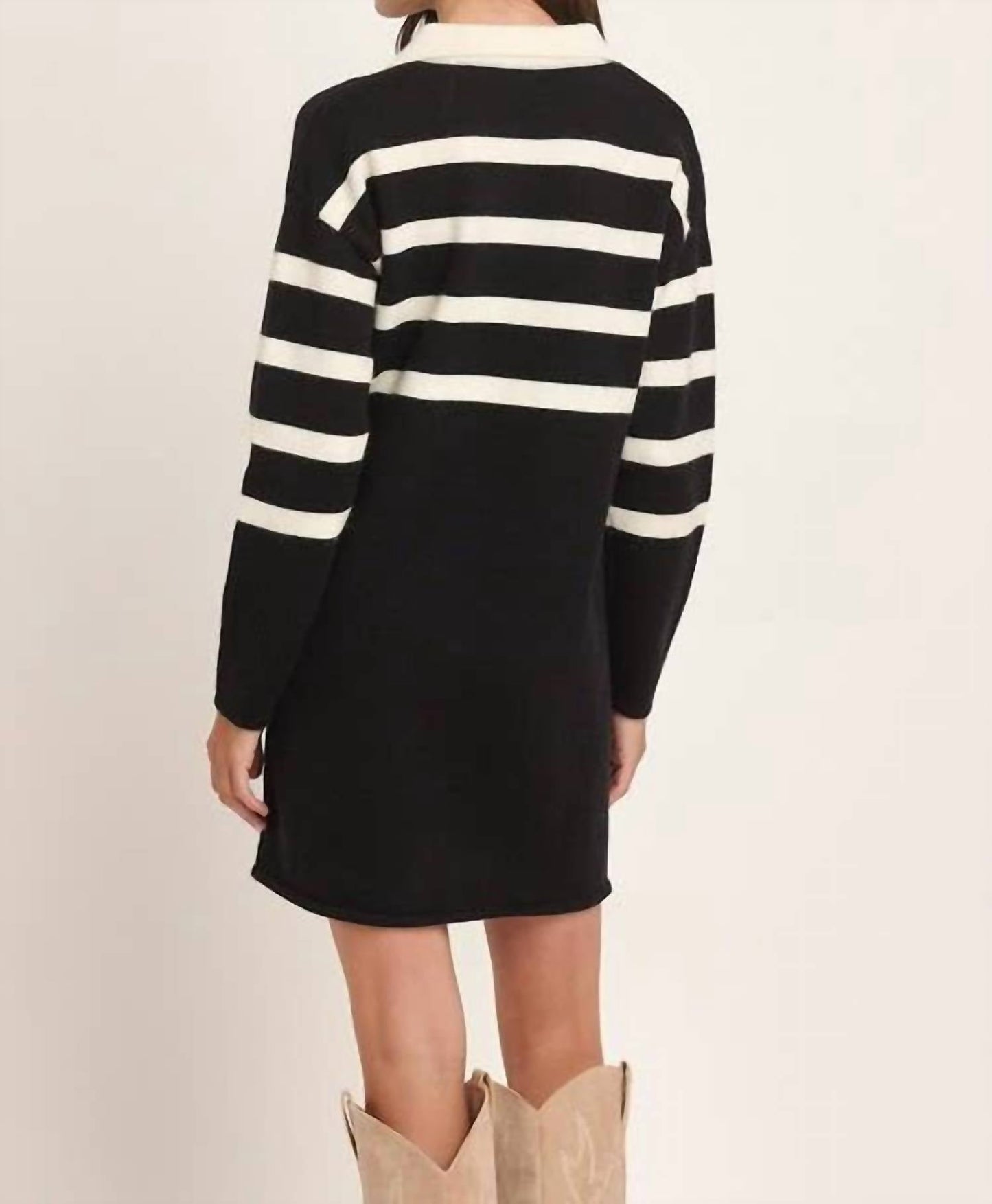 Able - Stripe Collared Mini Sweater Dress