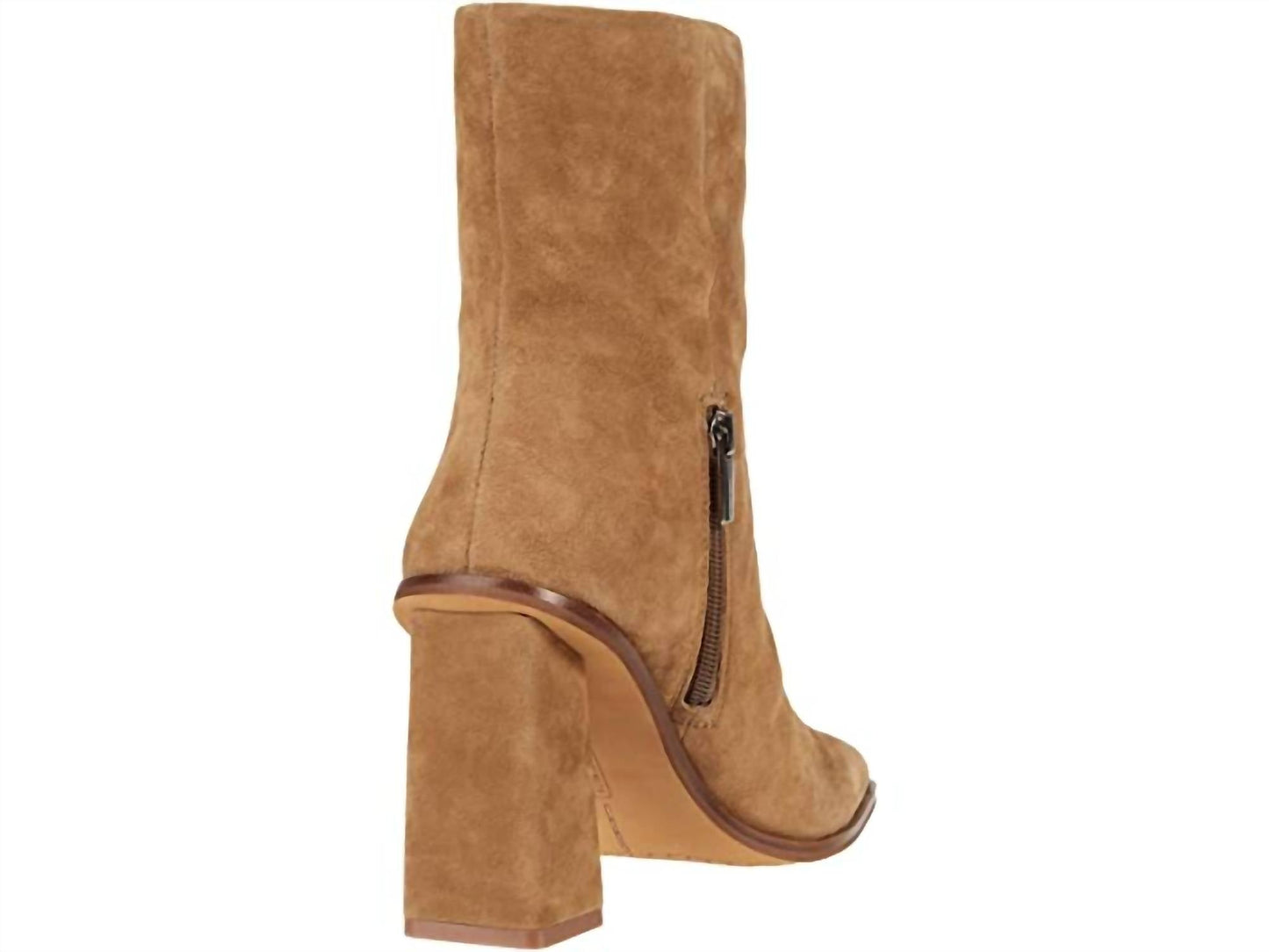 Vince Camuto - Women's Dantania Tan Suede Fashion Mid Calf Square Toe Block Heel Boots