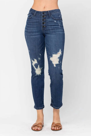 Judy Blue - ZigZag Button Fly Boyfriend Jean