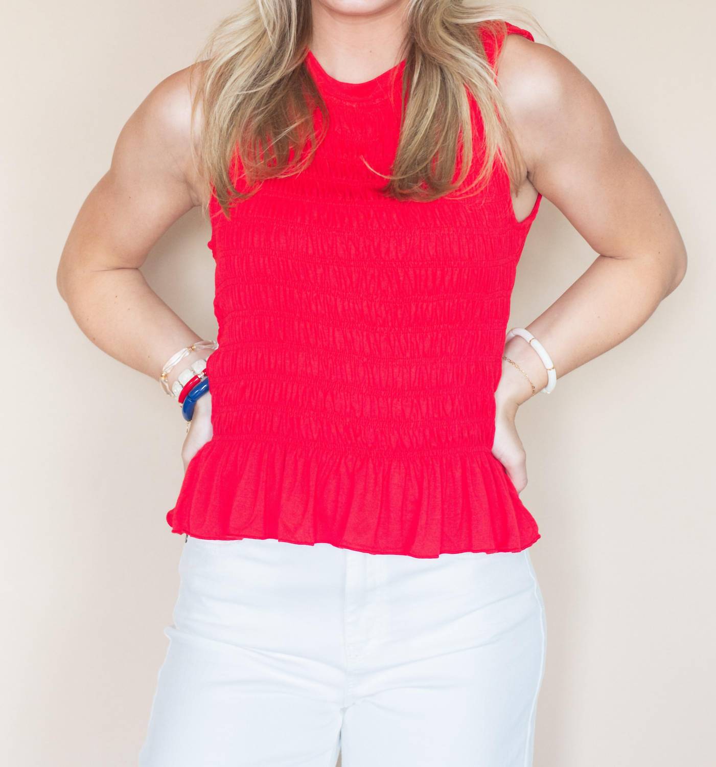 Anniewear - All American Flare Sleeveless Peplum Top