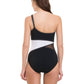 Profile By Gottex - One Shoulder Mesh Inset One Piece Swimsuit