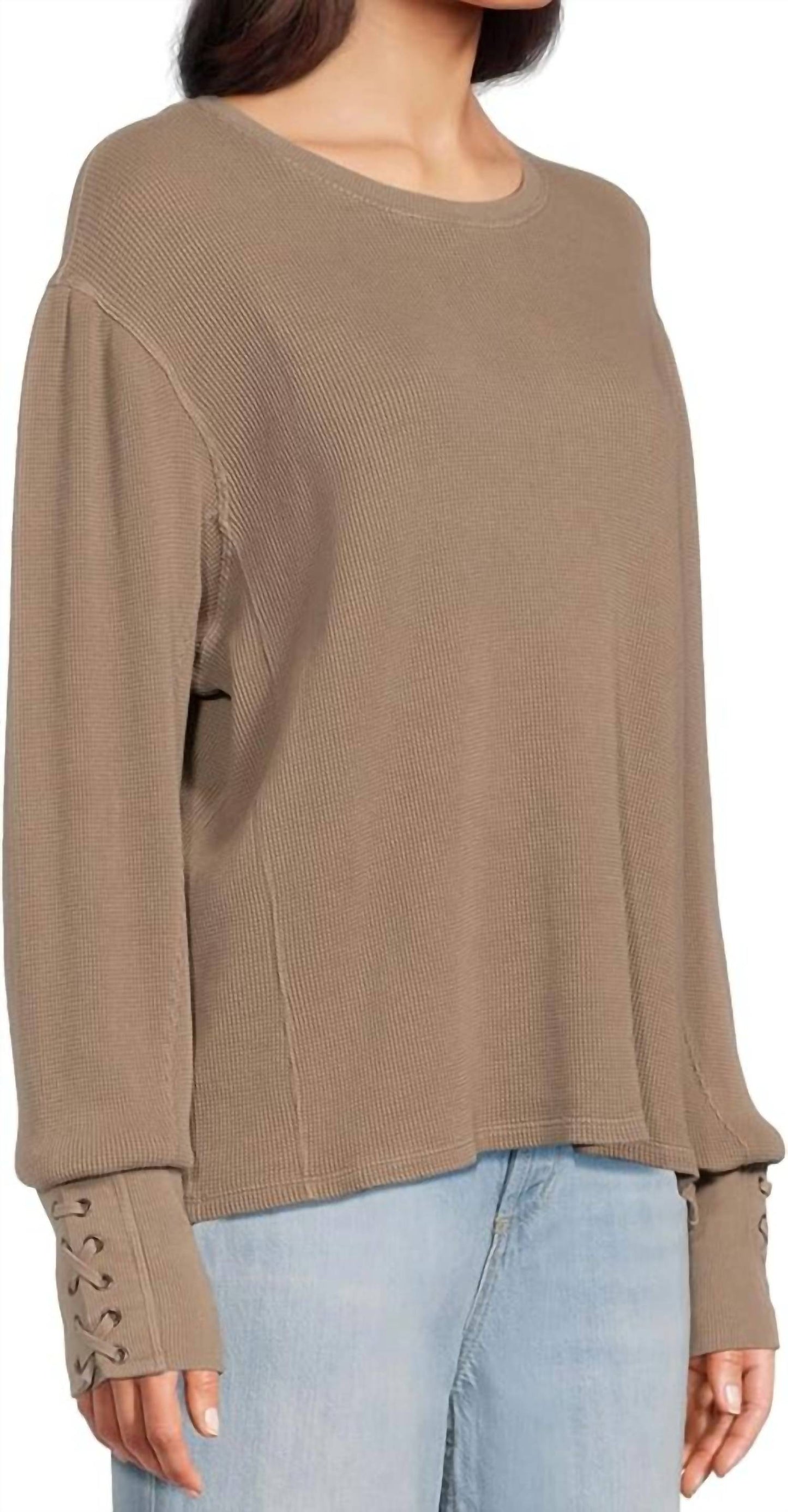 Free People - Relaxed Fit Lapis Cuff Long Sleeve Top