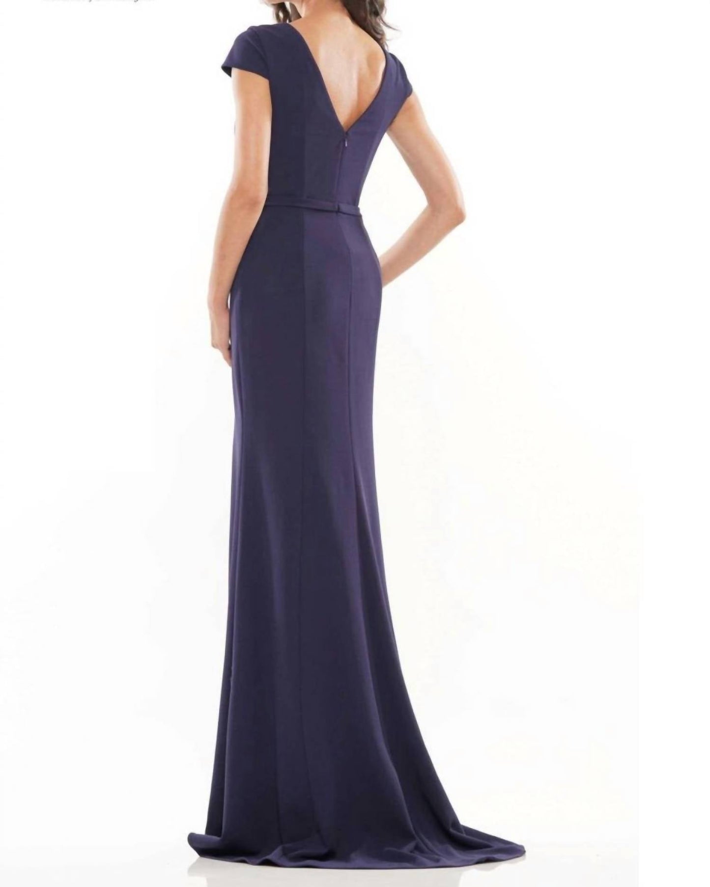 Colors Dress - Cap Sleeve Beaded Illusion Gown