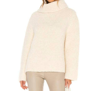 Theory - Fold Over Neck Boucle Knit Cowl Neck Sweater
