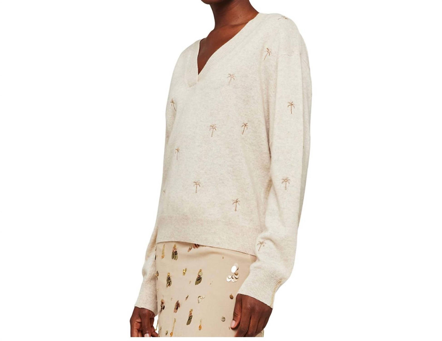 Brodie Cashmere - EMBROIDERY PALM V NECK
