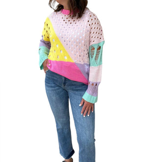 Davi & Dani - Distressed Detail Pullover Sweater