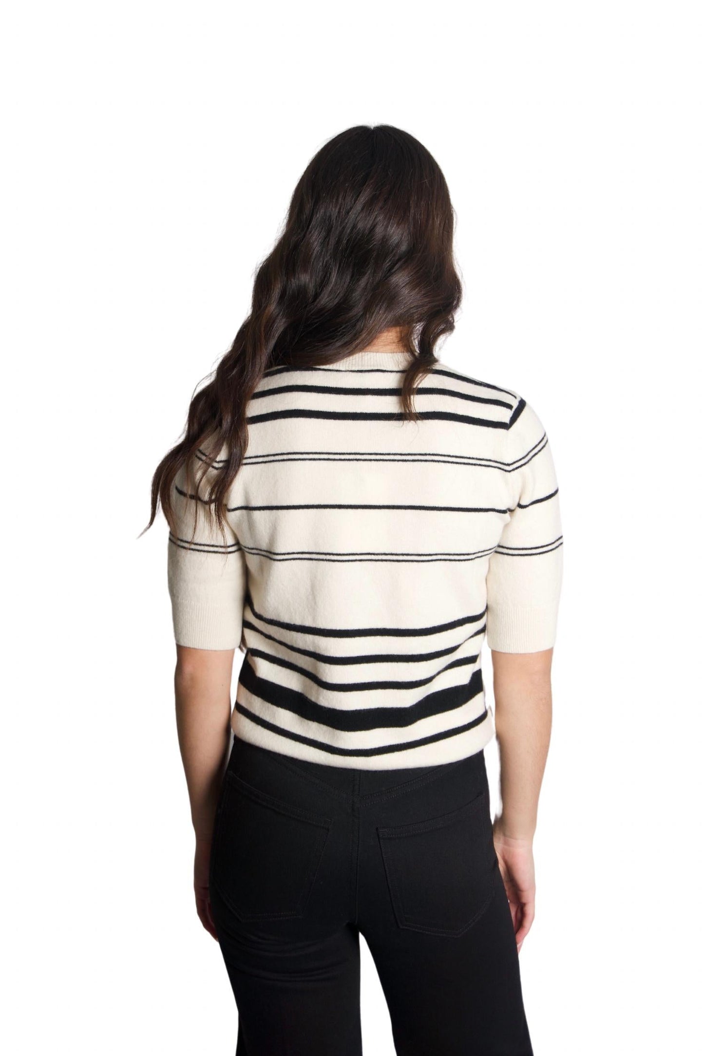 Frame - Striped Short Sleeve Sweater