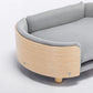 Scandinavian Style Elevated Dog Bed Pet Sofa Velvet Cushion Mid Size Light Grey
