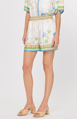 Current Air - Sandi Coastal Print Satin Shorts