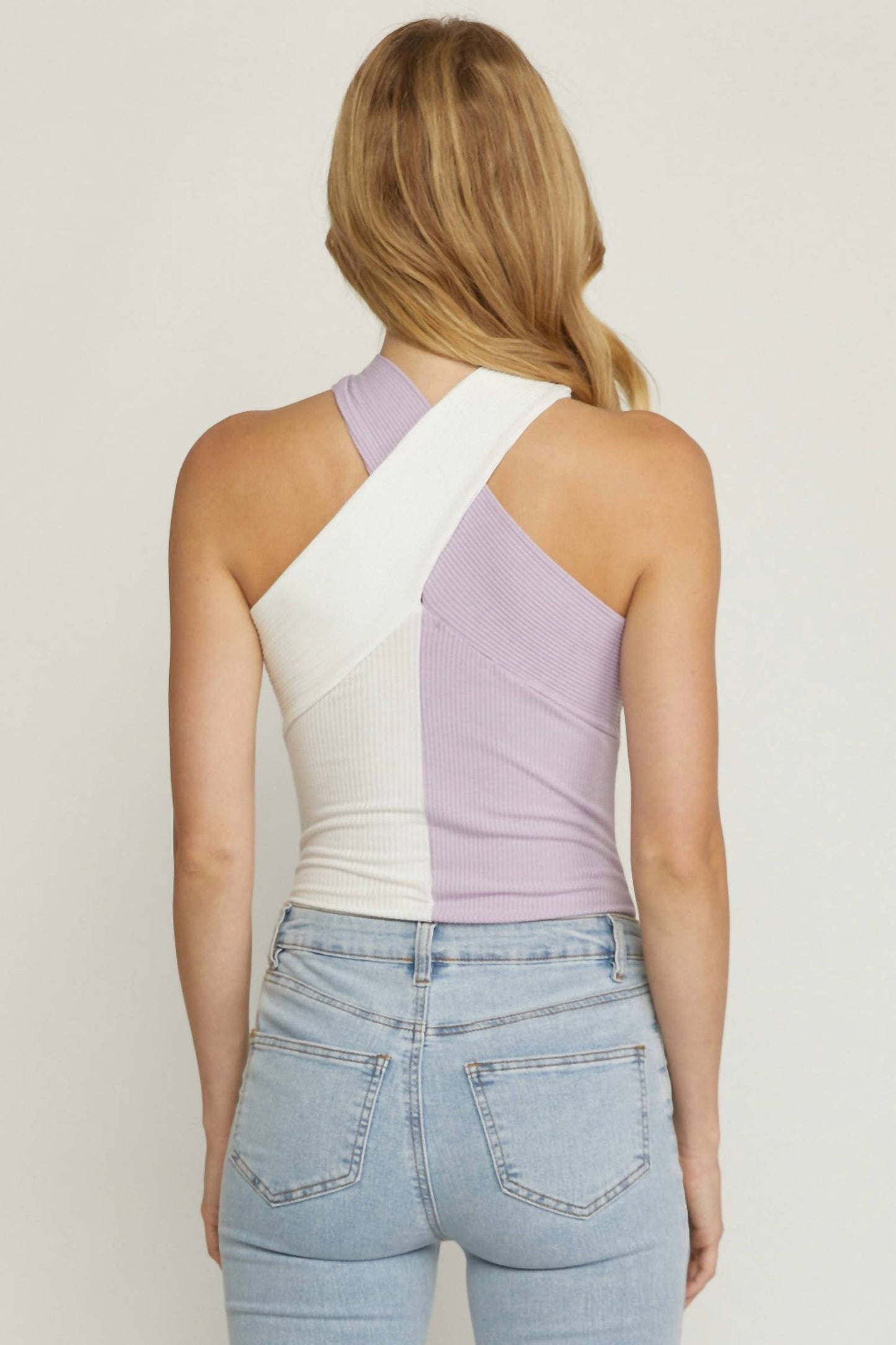 Entro - Colorblock Halter Neck Bodysuit