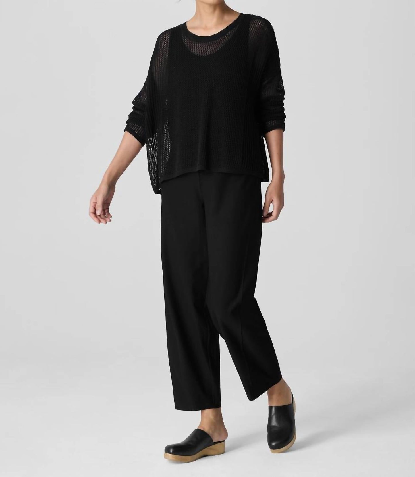 Eileen Fisher - Linen Cotton Cord Crew Neck Top Sweaters