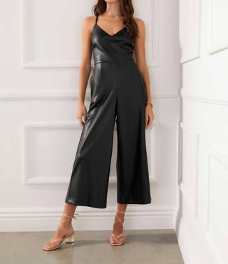Fifteen Twenty - Faux Leather Cropped Jumpsuit