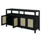 TREXM Bohemian Style Rattan Buffet Storage Cabinet with Solid Wood Frame