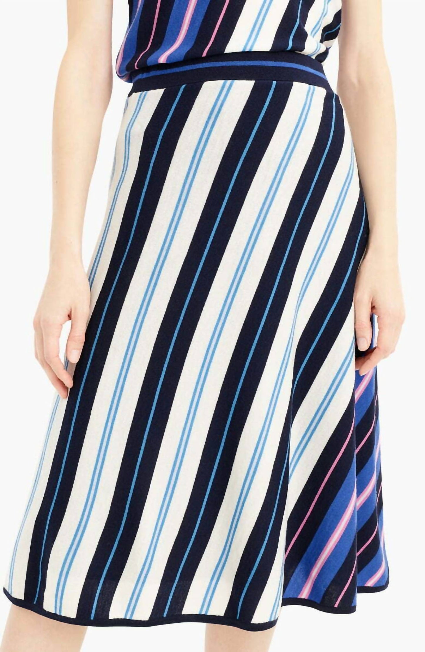 J.Crew - Diagonal Stripe Merino Wool Midi A Line Skirt