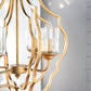 4 Light Metal Chandelier with Adjustable Chain - Gold