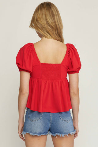 Entro - Bubble Sleeve Babydoll Top