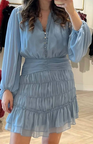 Karlie - Solid Chiffon Button Dress