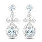 4.42 Carat Genuine Aquamarine and White Zircon .925 Sterling Silver Earrings