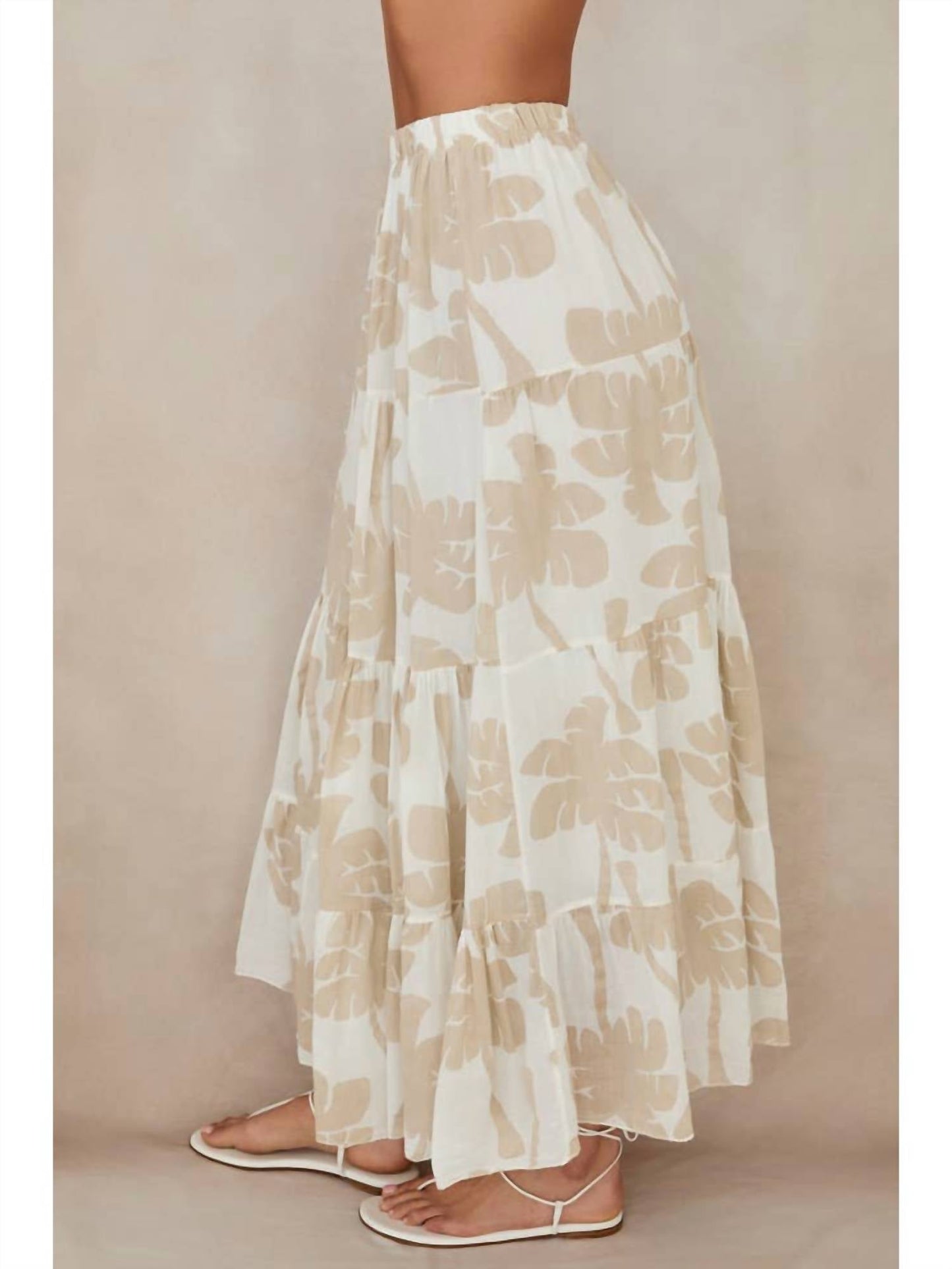 Milio Milano - Palm Print Tiered Maxi Skirt
