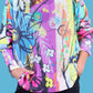 Gigi Moda - Daria Floral Doodle Print Batwing Sweater