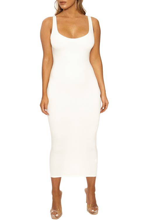 Naked Wardrobe The NW Hourglass Midi Dress in Off White, Size Large