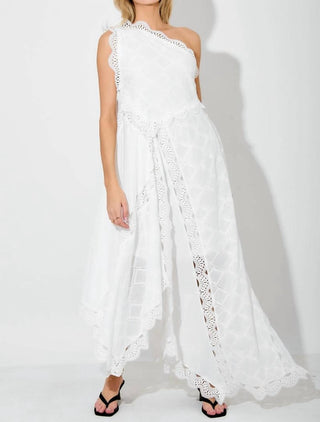 Polagram - One Shoulder Lace Detail Maxi Dress
