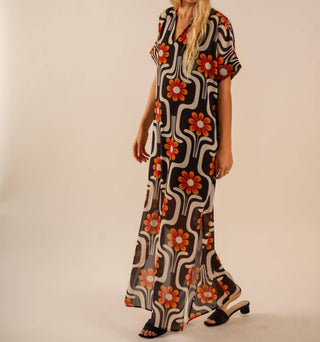 Care Tucker - Beatrice All Over Wild Flower Pattern Kaftan Dress