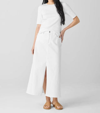 Eileen Fisher - Garment-dyed Organic Cotton Denim A-line Skirt