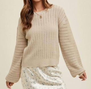 Wishlist - Open-knit Balloon Sleeve Sweater