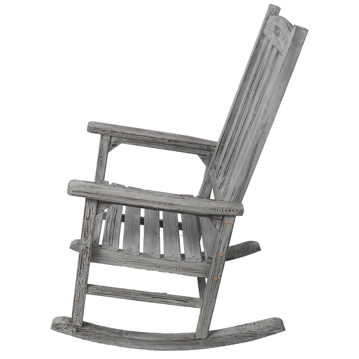 Wooden Oversized Porch Rocker Chair With Wide Seat and Tall Backrest
