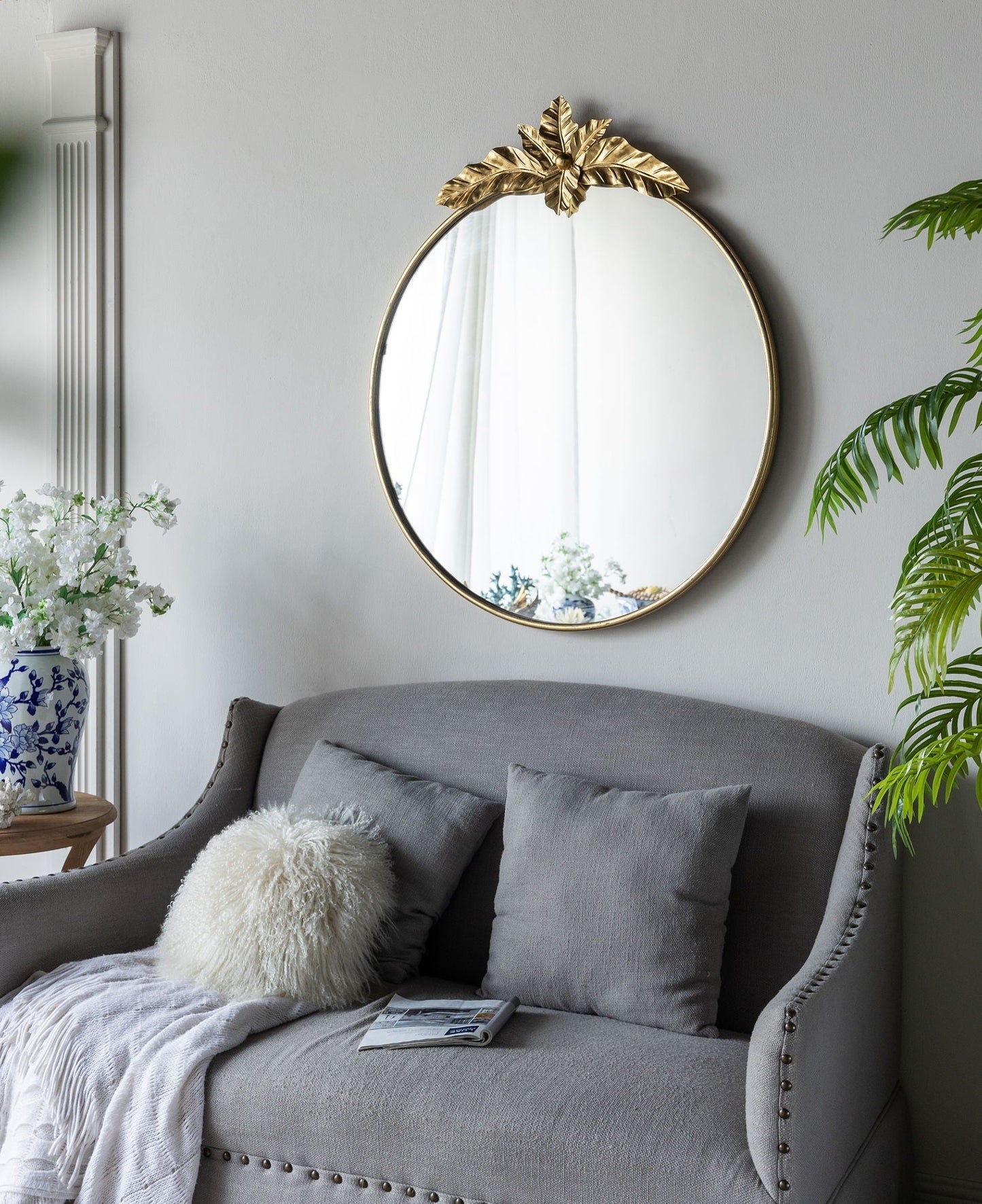 Large Round Wall Mirror With Metal Frame Circle Accent Mirror For Living Room Bedroom Entryway - Gold