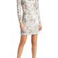Eliza J Floral Sequin Long Sleeve Cocktail Dress in Silver, Size 18