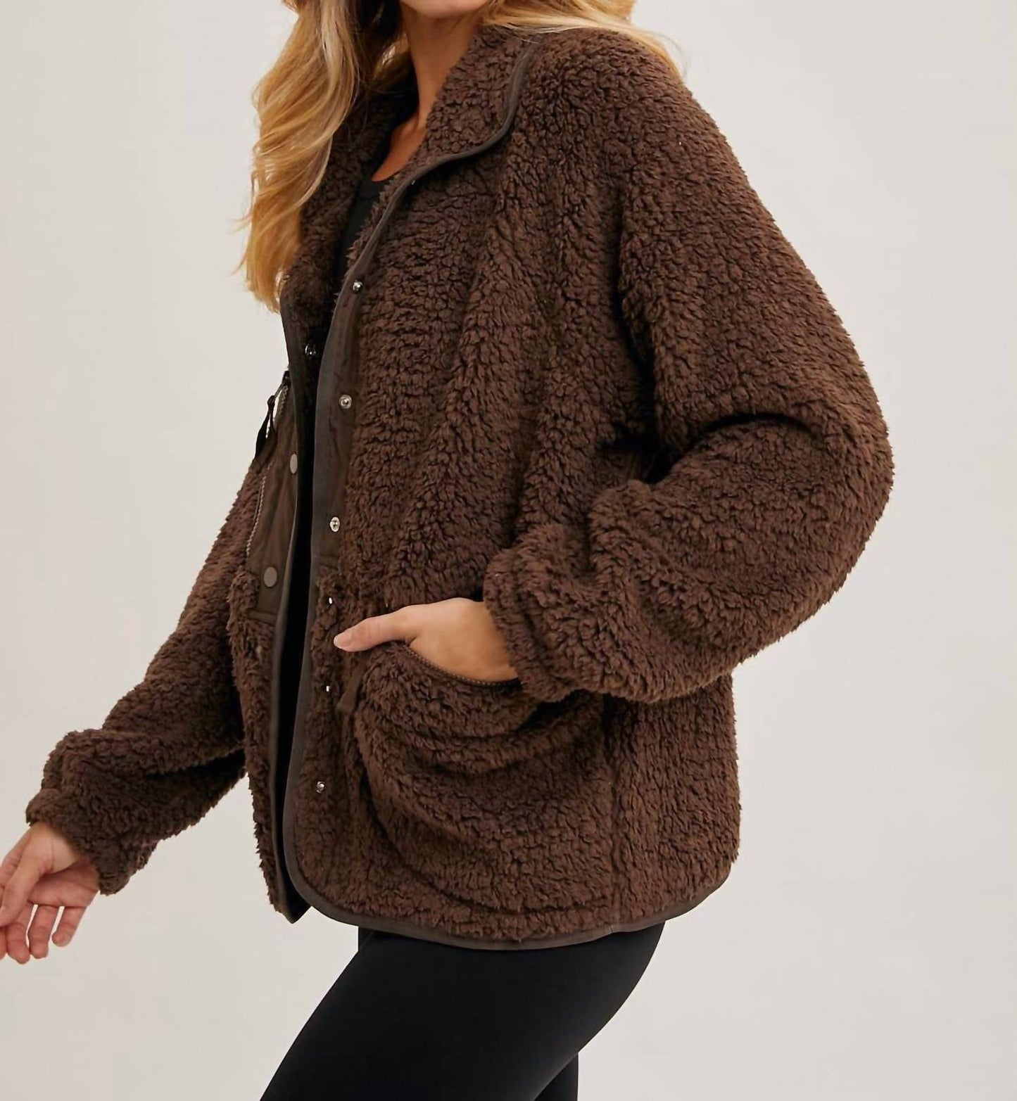 Bluivy - Women's Button Down Fleece Sherpa Jacket