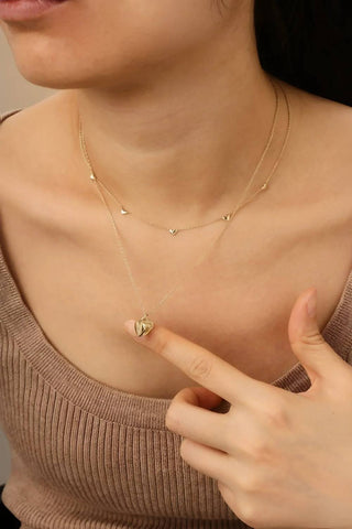 Eklexic - Women's Mini Heart Locket Necklace With Cubic Zirconia