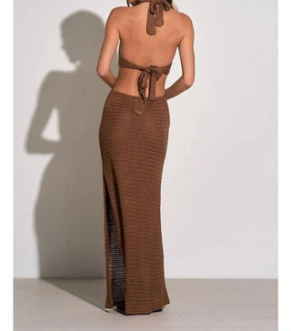 Elan - Crochet Maxi Halter Cut Out Dress