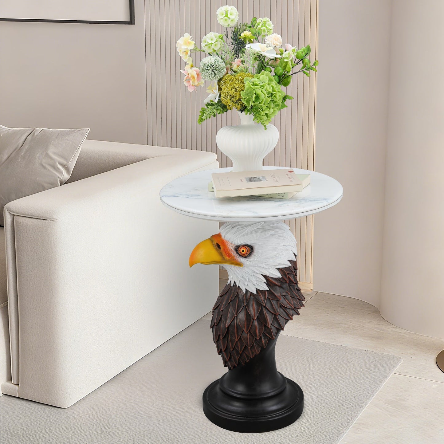 Eagle Head Accent Table Animal Statue End Table