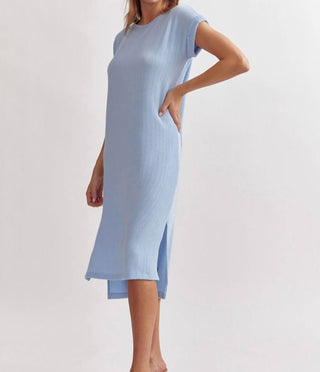 Entro - Ribbed Short Sleeve Midi Dress