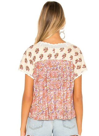 Free People - Leilani Floral Print Peasant Boho Blouse