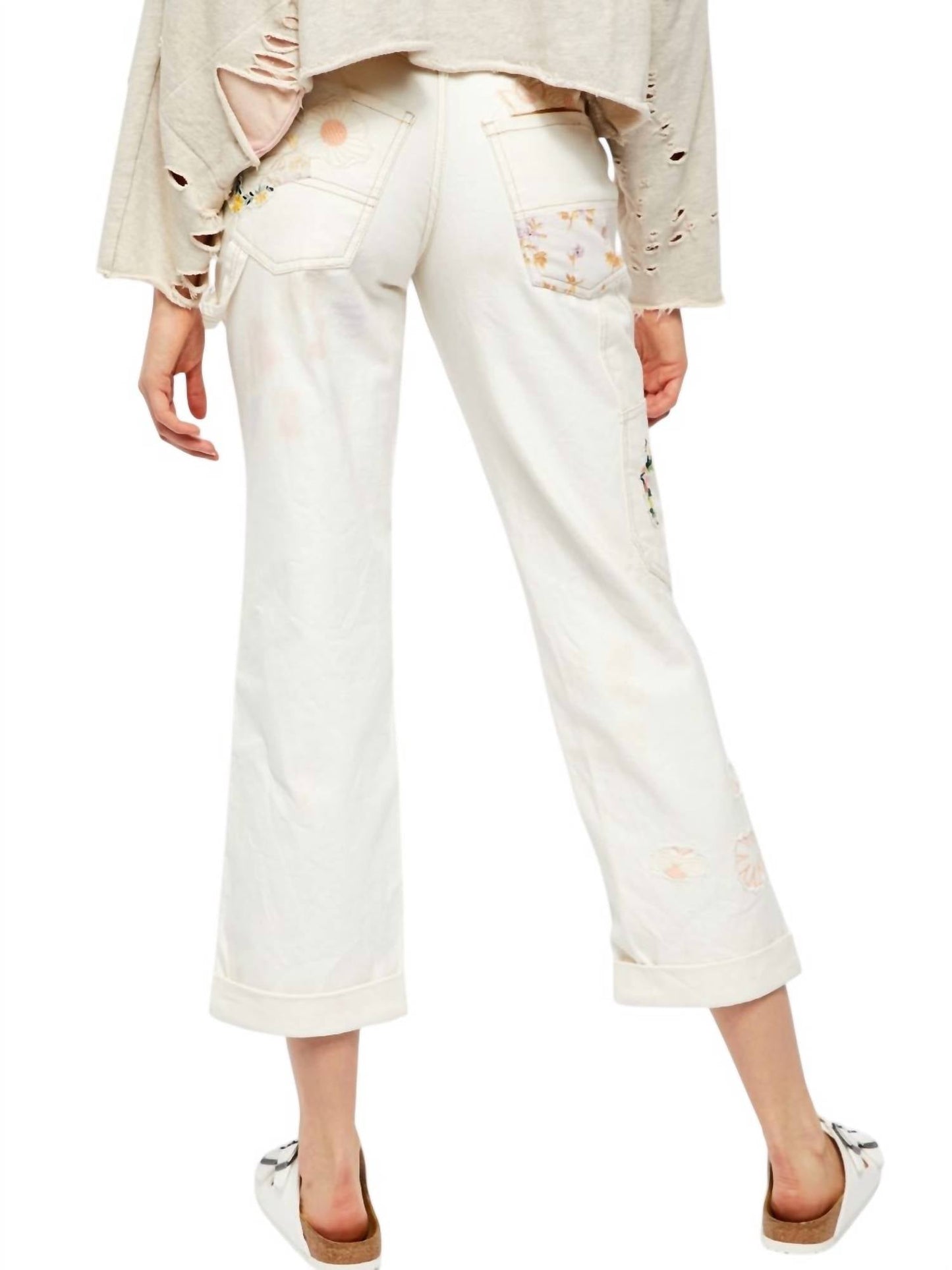 Free People - Women's Floral Vintage High Rise Alive Boyfriend Jeans