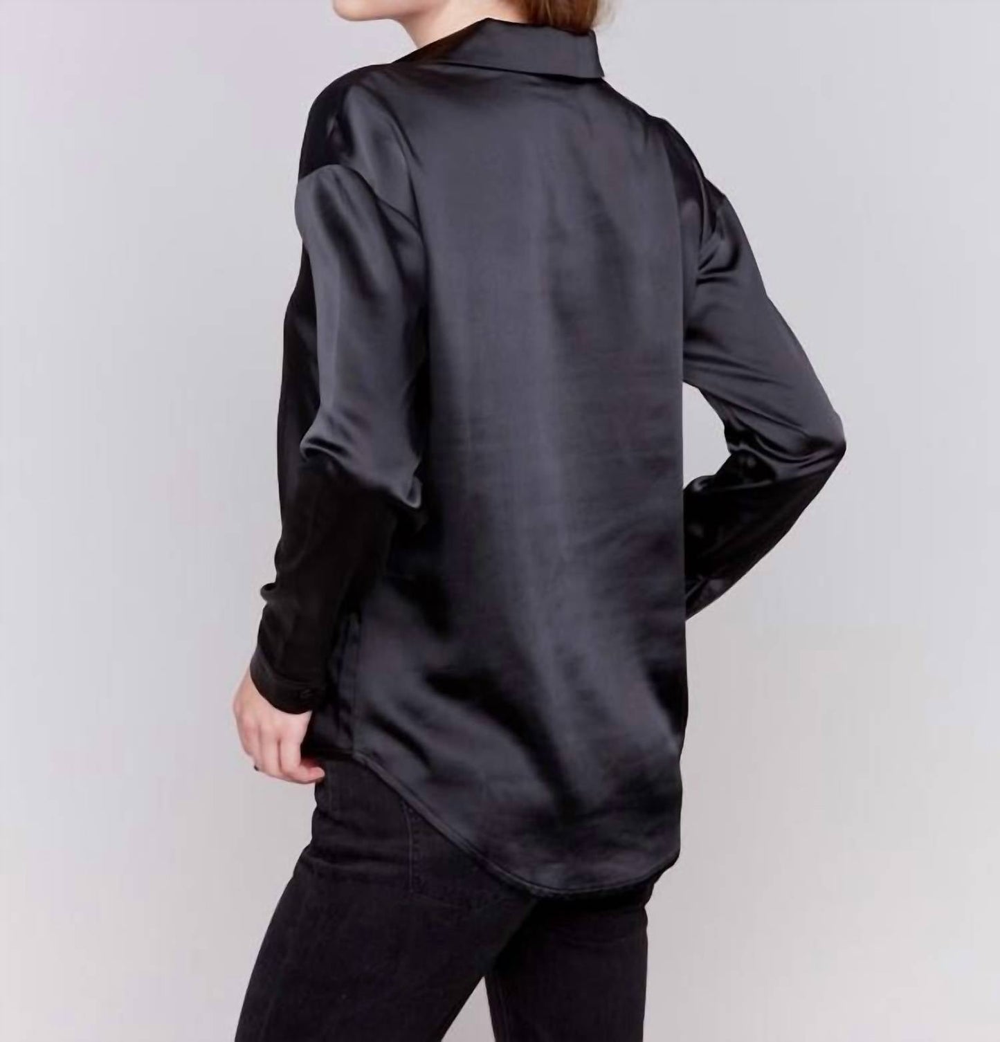 Charlie B - Solid Satin Button-down Shirt