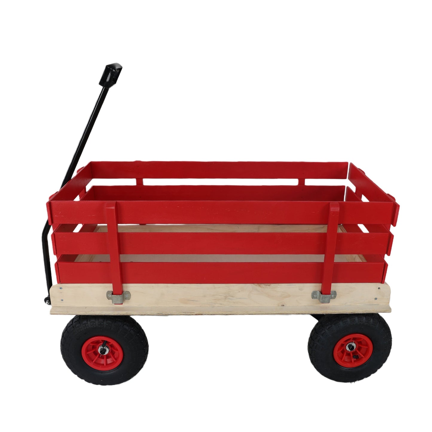 Children's and Garden Wooden Carriage with All-Terrain Inflatable Wheels