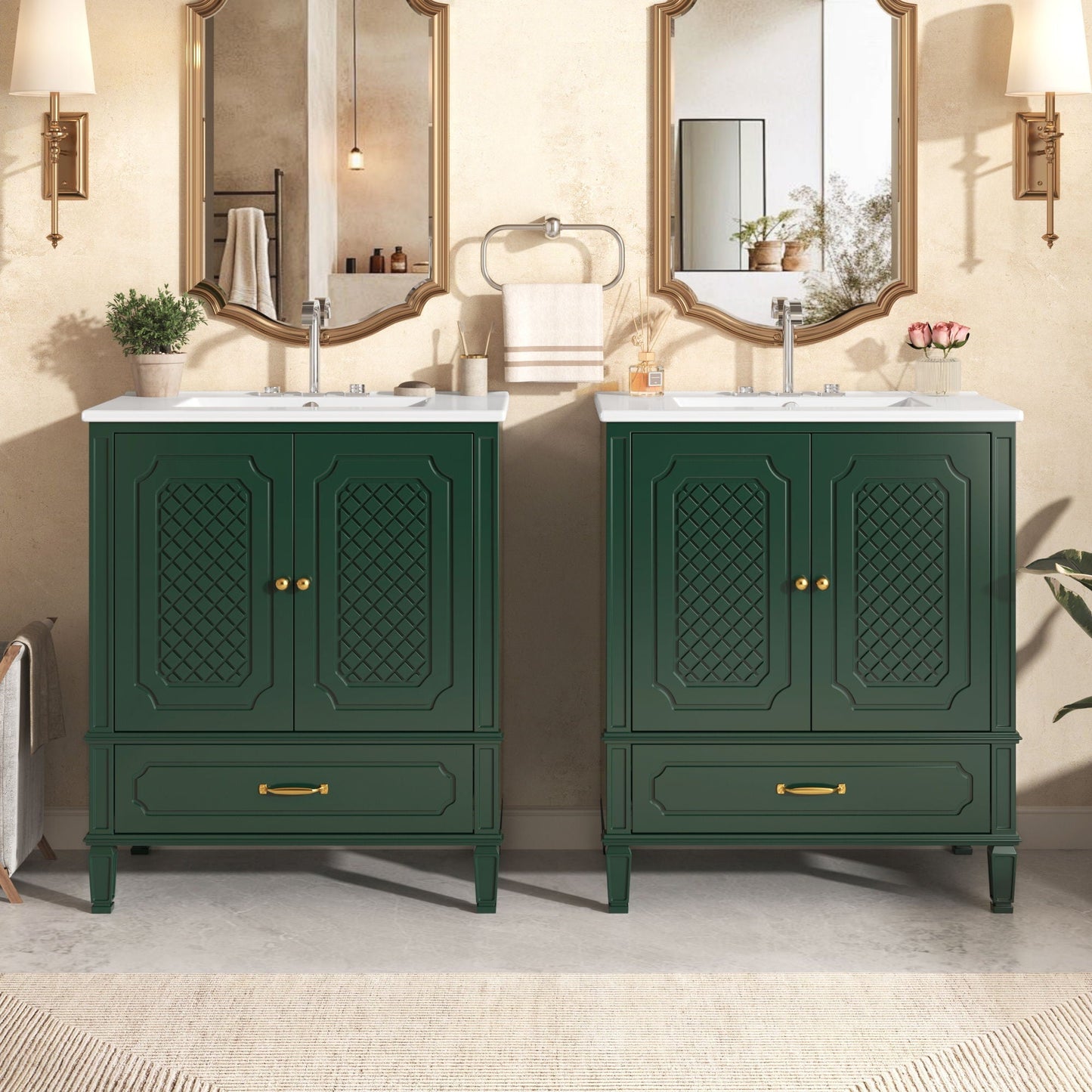 Bathroom Vanity With Sink, Soft Closing Door, Multi Functional Storage
