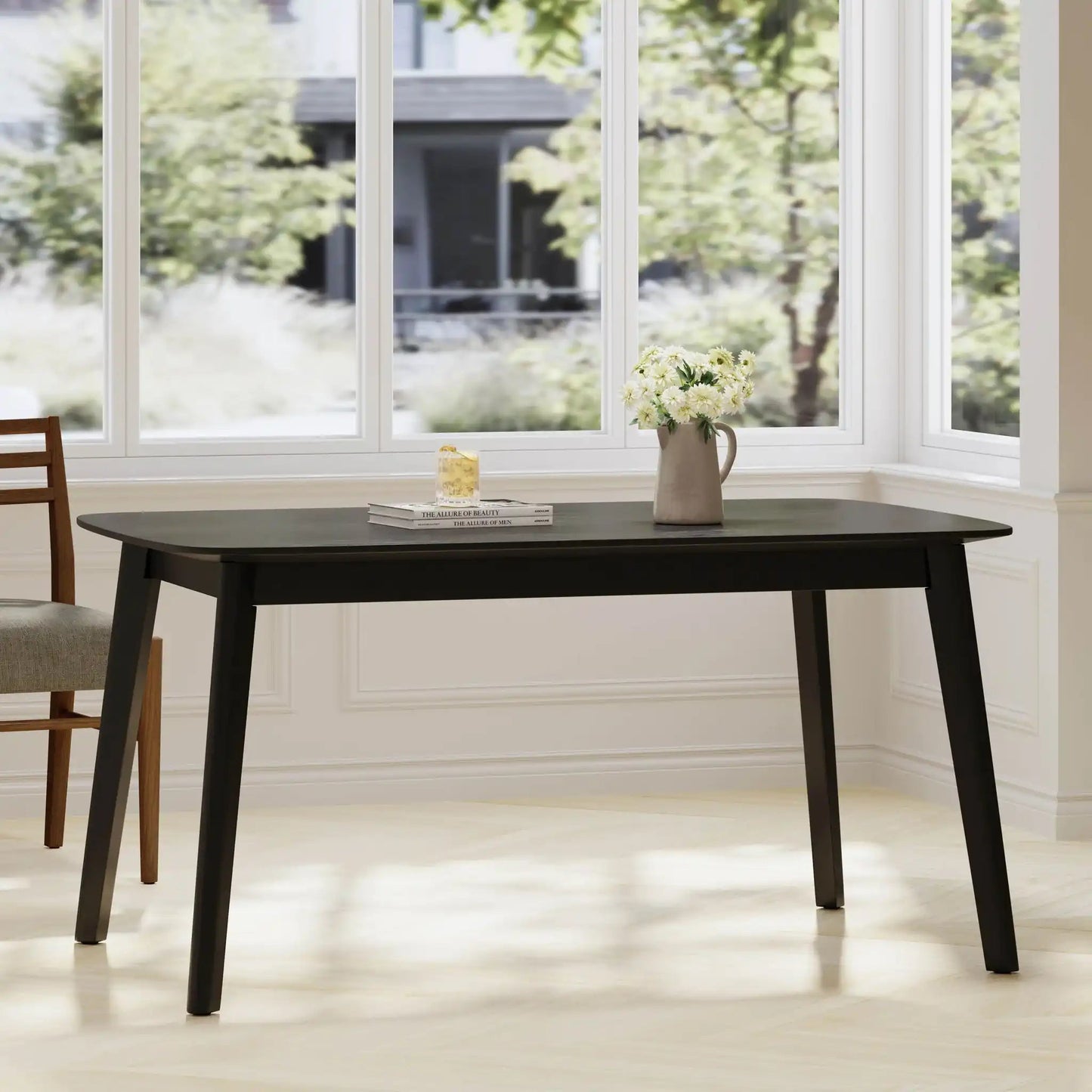 Retro Dining Table With Faux Wood Top