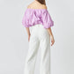 Endless Rose - Cropped V-neck Puff Sleeve Top