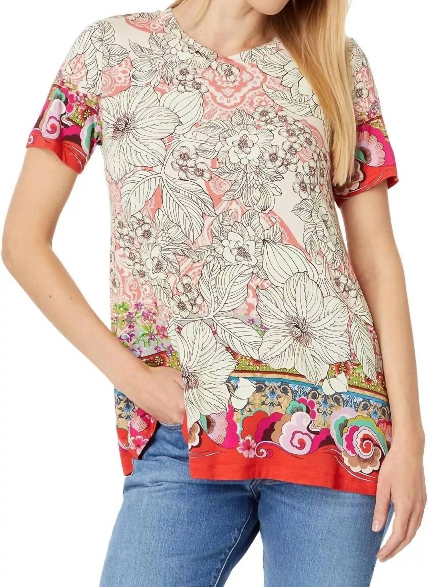 Johnny Was - Jaine Favorite Short Sleeve Crew Neck Swing Tee